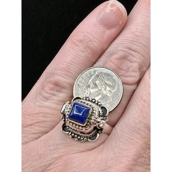 Lapis Lazuli 7.5 Ring Fine Rings for sale | eBay Sterling Silver Lapis Lazuli Poison Ring Size 7.5 Vintage Victorian Gothic